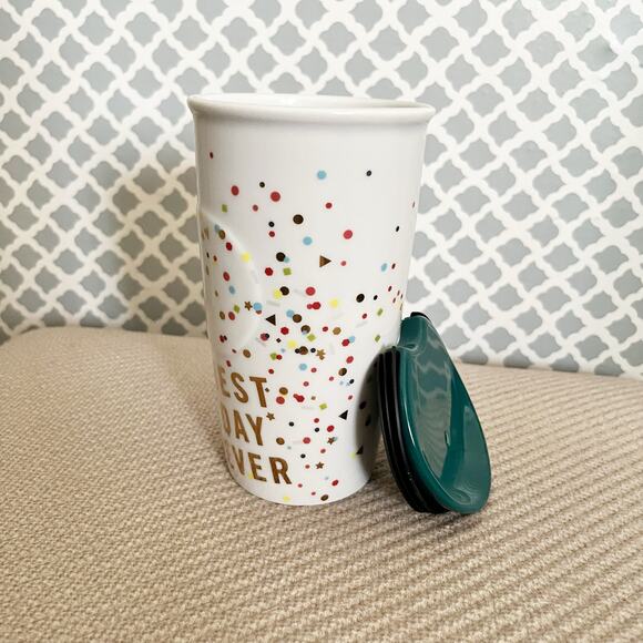 Starbucks “Best Day Ever” Confetti Ceramic Mug with Lid – 10 oz (2015) - Picture 3 of 8